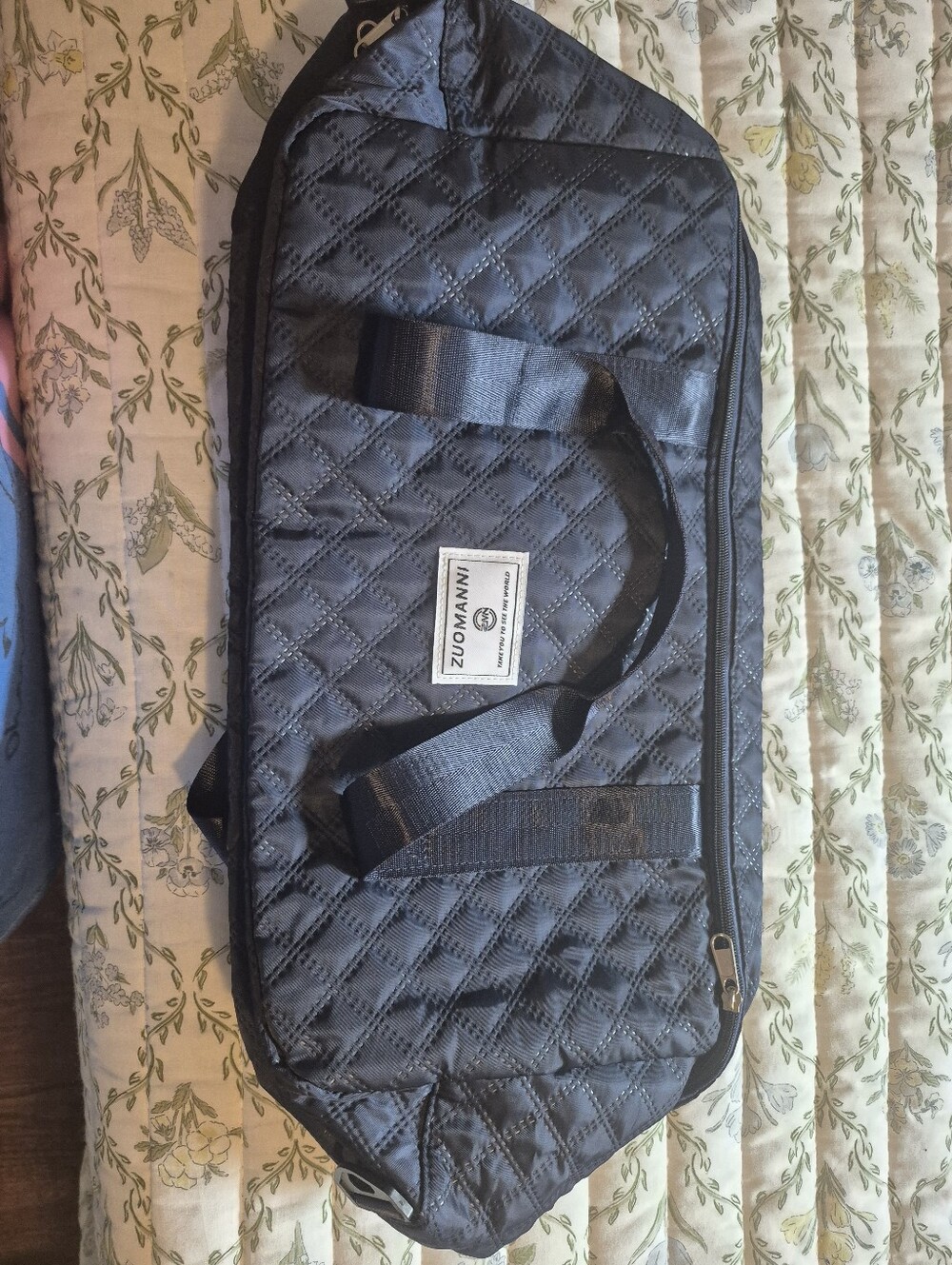 Quilted Black Travel Duffle Bag